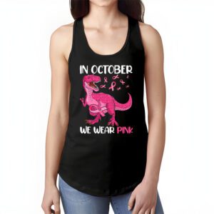 In October We Wear Pink Dinosaur Trex Breast Cancer Kids Tank Top 1 3