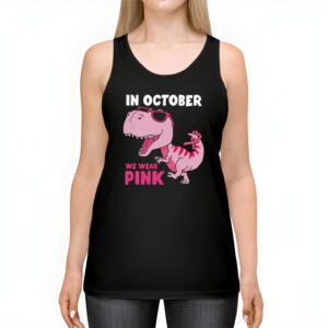 In October We Wear Pink Dinosaur Trex Breast Cancer Kids Tank Top 2 2