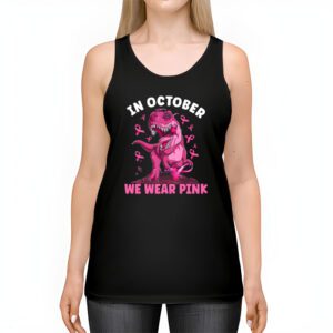 In October We Wear Pink Dinosaur Trex Breast Cancer Kids Tank Top 2