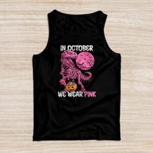 In October We Wear Pink Dinosaur Trex Breast Cancer Kids Tank Top
