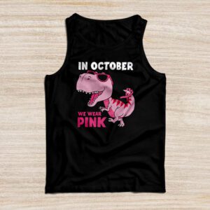 In October We Wear Pink Dinosaur Trex Breast Cancer Kids Tank Top