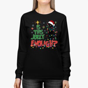 Is This Jolly Enough Black Cat Merry Christmas Tree Lights Longsleeve Tee 2 1