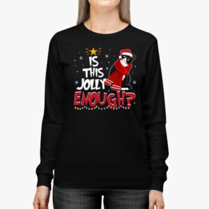 Is This Jolly Enough Black Cat Merry Christmas Tree Lights Longsleeve Tee 2 3