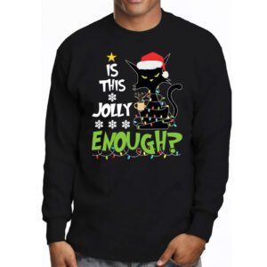 Is This Jolly Enough Black Cat Merry Christmas Tree Lights Longsleeve Tee 3 2