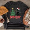 Is This Jolly Enough Black Cat Merry Christmas Tree Lights Longsleeve Tee