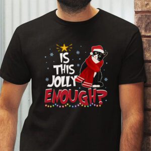 Is This Jolly Enough Black Cat Merry Christmas Tree Lights T Shirt 2 3