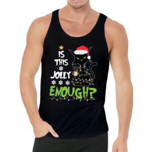 Is This Jolly Enough Black Cat Merry Christmas Tree Lights Tank Top 3 2