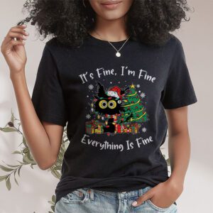 Its Fine Im Fine Everything Is Fine Christmas Cat Santa T Shirt 1 2