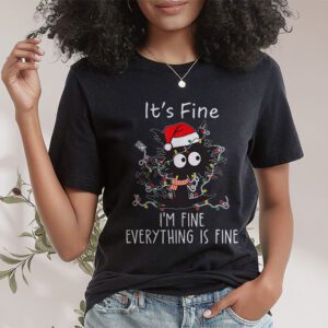 Its Fine Im Fine Everything Is Fine Christmas Cat Santa T Shirt 1 3