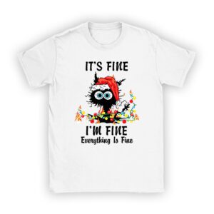 It’s Fine I’m Fine Everything Is Fine Christmas Cat Santa T-Shirt