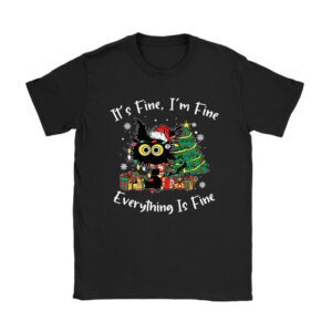 It’s Fine I’m Fine Everything Is Fine Christmas Cat Santa T-Shirt