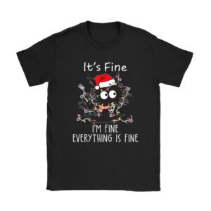 It’s Fine I’m Fine Everything Is Fine Christmas Cat Santa T-Shirt