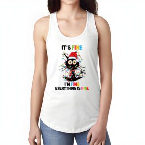 Its Fine Im Fine Everything Is Fine Christmas Cat Santa Tank Top 1 1