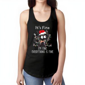 Its Fine Im Fine Everything Is Fine Christmas Cat Santa Tank Top 1 3