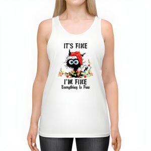 Its Fine Im Fine Everything Is Fine Christmas Cat Santa Tank Top 2