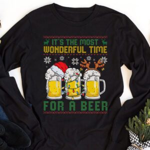 Its The Most Wonderful Time For A Beer Santa Hat Christmas Longsleeve Tee 1 3