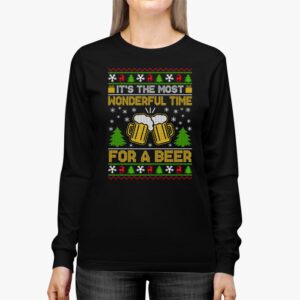 Its The Most Wonderful Time For A Beer Santa Hat Christmas Longsleeve Tee 2 2