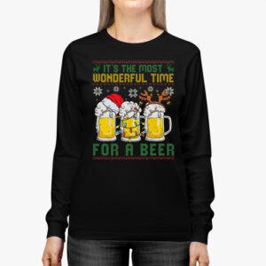 Its The Most Wonderful Time For A Beer Santa Hat Christmas Longsleeve Tee 2 3