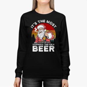 Its The Most Wonderful Time For A Beer Santa Hat Christmas Longsleeve Tee 2
