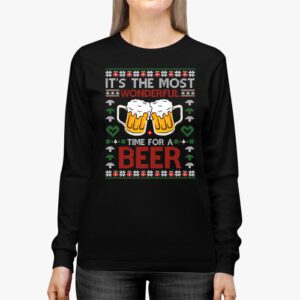 Its The Most Wonderful Time For A Beer Santa Hat Christmas Longsleeve Tee 2 4