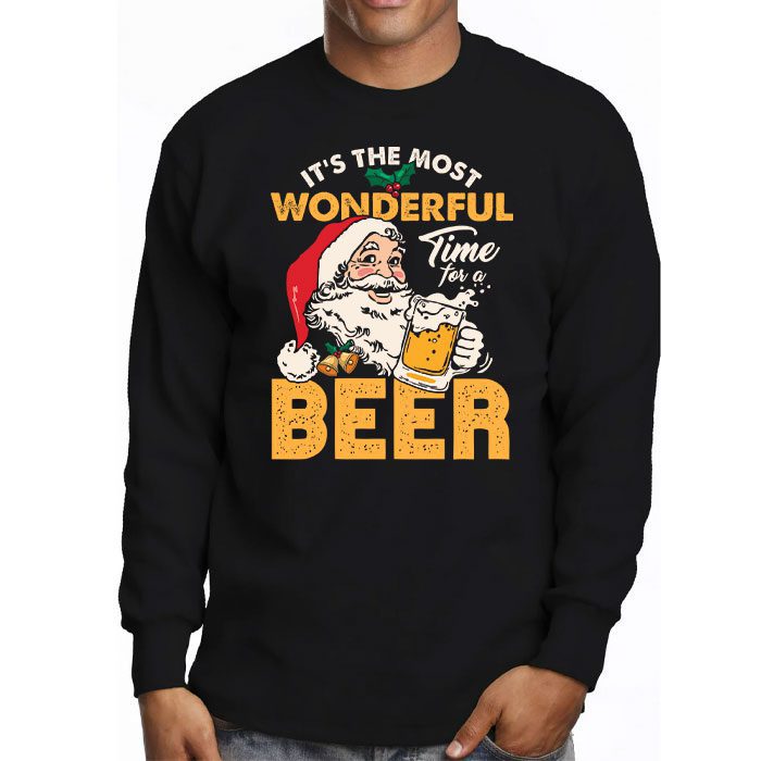 Its-The-Most-Wonderful-Time-For-A-Beer-Santa-Hat-Christmas-Longsleeve-Tee-3 Its The Most Wonderful Time For A Beer Santa Hat Christmas Longsleeve Tee 3 1