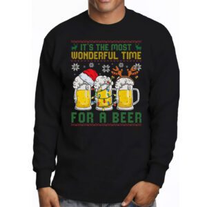 Its The Most Wonderful Time For A Beer Santa Hat Christmas Longsleeve Tee 3 3