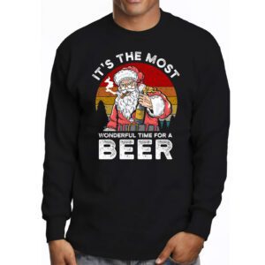 Its The Most Wonderful Time For A Beer Santa Hat Christmas Longsleeve Tee 3