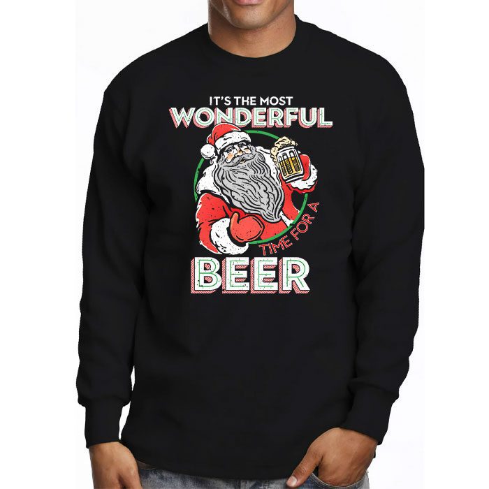 Its-The-Most-Wonderful-Time-For-A-Beer-Santa-Hat-Christmas-Longsleeve-Tee-3 Its The Most Wonderful Time For A Beer Santa Hat Christmas Longsleeve Tee 3 5