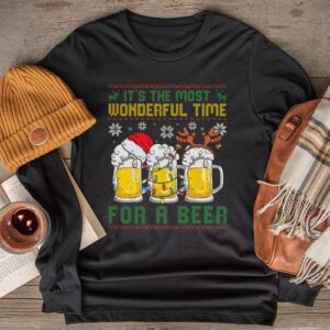 It’s The Most Wonderful Time For A Beer Santa Hat Christmas Longsleeve Tee