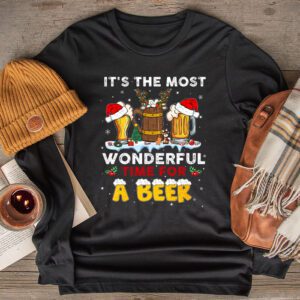 It’s The Most Wonderful Time For A Beer Santa Hat Christmas Longsleeve Tee