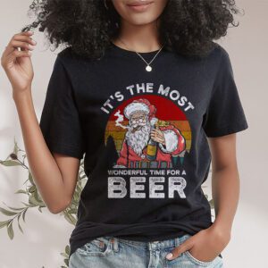 Its The Most Wonderful Time For A Beer Santa Hat Christmas T Shirt 1