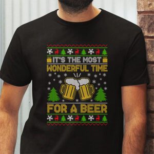 Its The Most Wonderful Time For A Beer Santa Hat Christmas T Shirt 2 2