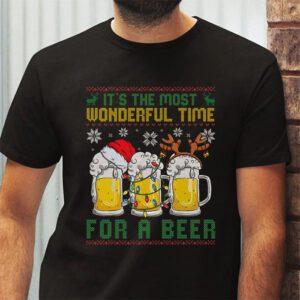 Its The Most Wonderful Time For A Beer Santa Hat Christmas T Shirt 2 3