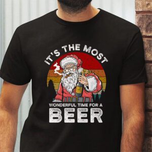Its The Most Wonderful Time For A Beer Santa Hat Christmas T Shirt 2