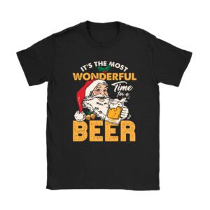 It’s The Most Wonderful Time For A Beer Santa Hat Christmas T-Shirt