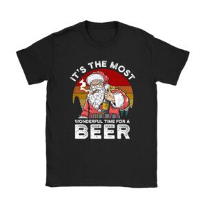 It’s The Most Wonderful Time For A Beer Santa Hat Christmas T-Shirt