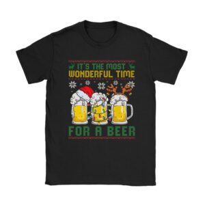 It’s The Most Wonderful Time For A Beer Santa Hat Christmas T-Shirt