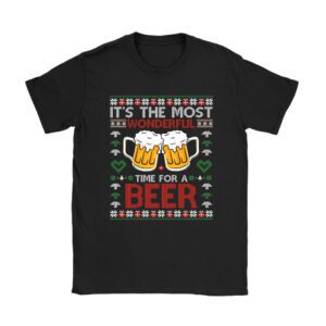 It’s The Most Wonderful Time For A Beer Santa Hat Christmas T-Shirt