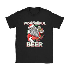 It’s The Most Wonderful Time For A Beer Santa Hat Christmas T-Shirt