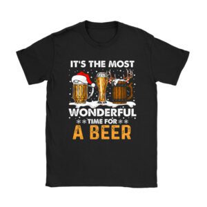 It’s The Most Wonderful Time For A Beer Santa Hat Christmas T-Shirt