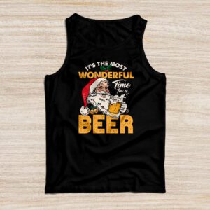 It’s The Most Wonderful Time For A Beer Santa Hat Christmas Tank Top