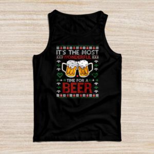 It’s The Most Wonderful Time For A Beer Santa Hat Christmas Tank Top