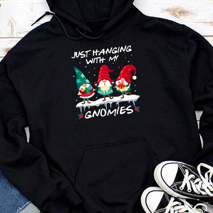 Just Hanging With My Gnomies Pajama Cute Gnome Christmas Hoodie