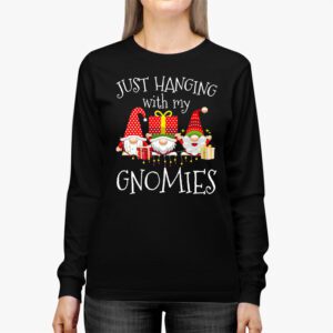 Just Hanging With My Gnomies Pajama Cute Gnome Christmas Longsleeve Tee 2 1