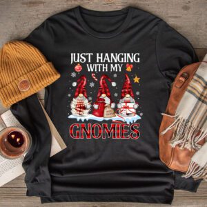 Just Hanging With My Gnomies Pajama Cute Gnome Christmas Longsleeve Tee