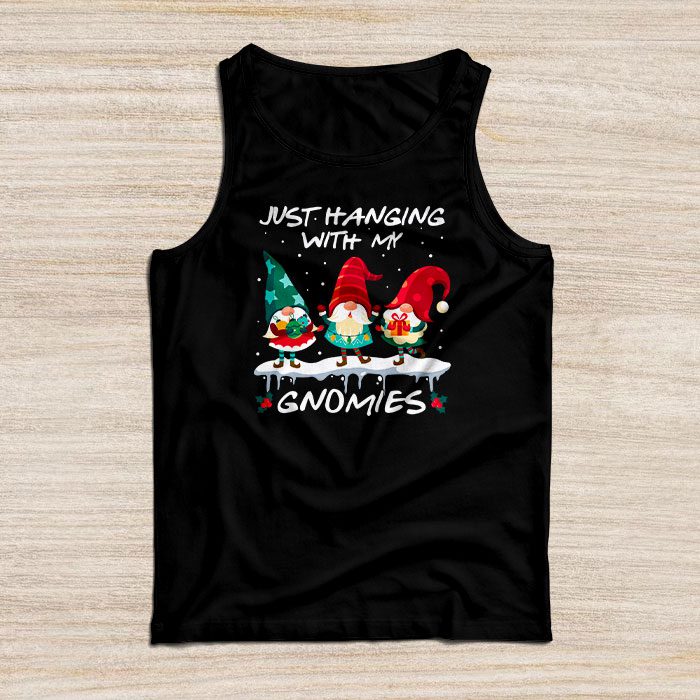 Just Hanging With My Gnomies Pajama Cute Gnome Christmas Tank Top