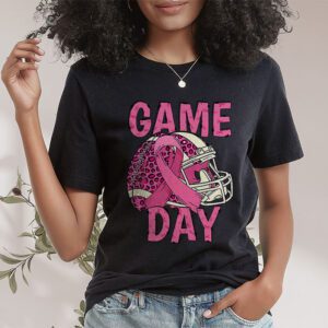 Leopard Game Day Pink American Football Tackle Breast Cancer T Shirt 1 2