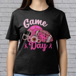 Leopard Game Day Pink American Football Tackle Breast Cancer T Shirt 2 1