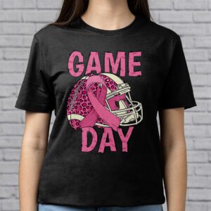 Leopard Game Day Pink American Football Tackle Breast Cancer T Shirt 2 2