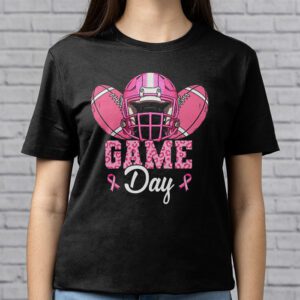 Leopard Game Day Pink American Football Tackle Breast Cancer T Shirt 2 3